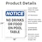 Signmission No Drinks Or Food On Pool Table, 18 in W x Rectangle, Plastic OS-2PACK-NS-P-1824-V-14494 - alternate 3